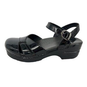 Dansko Maeve Patent Leather Closed Toe Black Sandals Womens Size 37 7